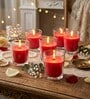 Red Glass Votive Candles Set Of 6