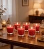 Red Glass Votive Candles Set Of 6