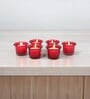 Red Glass Votive Candles Set Of 6