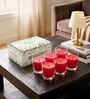 Red Glass Votive Candles Set Of 6
