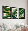 Green & Gold Abstract Wall Art Framed Set of 3