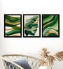 Green & Gold Abstract Wall Art Framed Set of 3