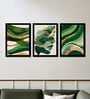Green & Gold Abstract Wall Art Framed Set of 3