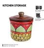 Red Green Archway Ceramic Jars with Wooden Lids