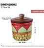 Red Green Archway Ceramic Jars with Wooden Lids