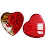 Red Heart Shaped Gift Box With 1 Golden Rose, 3 Red Roses, 2 Teddy Bear And a Card