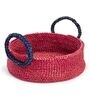 Red Hogla Grass Round  Basket