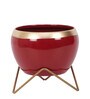 Apple Shape Metal Red & Gold Planter Set of 2