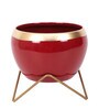 Apple Shape Metal Red & Gold Planter Set of 2