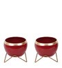Apple Shape Metal Red & Gold Planter Set of 2