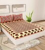 Red Traditional 120 TC Cotton Queen Sized Bedsheet with 2 Pillow Cover