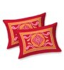 Red Traditional 120 TC Cotton Queen Sized Bedsheet with 2 Pillow Cover