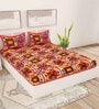 Multicolor Traditional 120 TC Cotton Queen Sized Bedsheet with 2 Pillow Cover