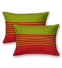 Red Geometric 120 TC Cotton Queen Sized Bedsheet with 2 Pillow Cover