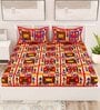 Multicolor Traditional 120 TC Cotton Queen Sized Bedsheet with 2 Pillow Cover