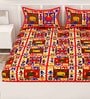 Multicolor Traditional 120 TC Cotton Queen Sized Bedsheet with 2 Pillow Cover