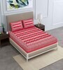 Red Abstract 120 TC Cotton Queen Sized Bedsheet with 2 Pillow Cover
