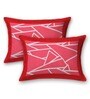 Red Abstract 120 TC Cotton Queen Sized Bedsheet with 2 Pillow Cover