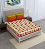 Red Geometric 120 TC Cotton Queen Sized Bedsheet with 2 Pillow Cover
