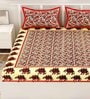 Red Traditional 120 TC Cotton Queen Sized Bedsheet with 2 Pillow Cover