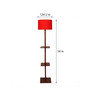 Red Jute Shade Shelf Floor Lamp with Walnut Base