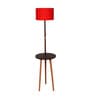 Red Jute Shade Shelf Floor Lamp with Walnut Base