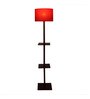 Red Jute Shade Shelf Floor Lamp with Walnut Base