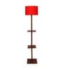 Red Jute Shade Shelf Floor Lamp with Walnut Base