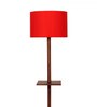 Red Jute Shade Shelf Floor Lamp with Walnut Base