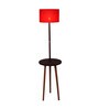 Red Jute Shade Shelf Floor Lamp with Walnut Base