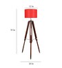 Red Jute Shade Tripod Floor Lamp With Sheesham Wood Base