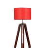 Red Jute Shade Tripod Floor Lamp With Sheesham Wood Base