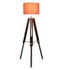 Red Jute Shade Tripod Floor Lamp With Sheesham Wood Base