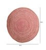 Red Geometric Jute 3 ft x 3 ft Hand Woven Round Carpet