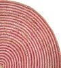 Red Geometric Jute 3 ft x 3 ft Hand Woven Round Carpet