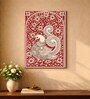 Red Kalamkari Peacock Stretched Canvas Painting