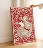 Red Kalamkari Peacock Stretched Canvas Painting
