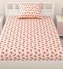 Red Kids 144 TC Character Kids Single Bedsheet With 1 Pillow Cover