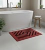 Red Geometric Microfiber 24X16 Inches Anti-Skid Door Mat
