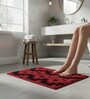 Red Abstract Microfiber 24X16 Inches Anti-Skid Door Mat