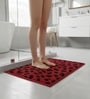 Red Floral Microfiber 24X16 Inches Anti-Skid Door Mat
