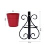 Red Metal Indoor and Balcony Wall Planter with Pot (Set of 2)