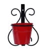 Red Metal Indoor and Balcony Wall Planter with Pot (Set of 2)