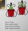 Red Metal Indoor and Balcony Wall Planter with Pot (Set of 2)