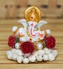 Red Metal Lord Ganesha Idol on Decorative Handcrafted Plate