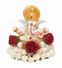 Red Metal Lord Ganesha Idol on Decorative Handcrafted Plate