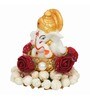 Red Metal Lord Ganesha Idol on Decorative Handcrafted Plate