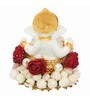 Red Metal Lord Ganesha Idol on Decorative Handcrafted Plate