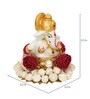 Red Metal Lord Ganesha Idol on Decorative Handcrafted Plate