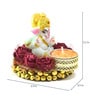Red Metal Lord Ganesha Idol on Decorative Plate with Tea Light Holder